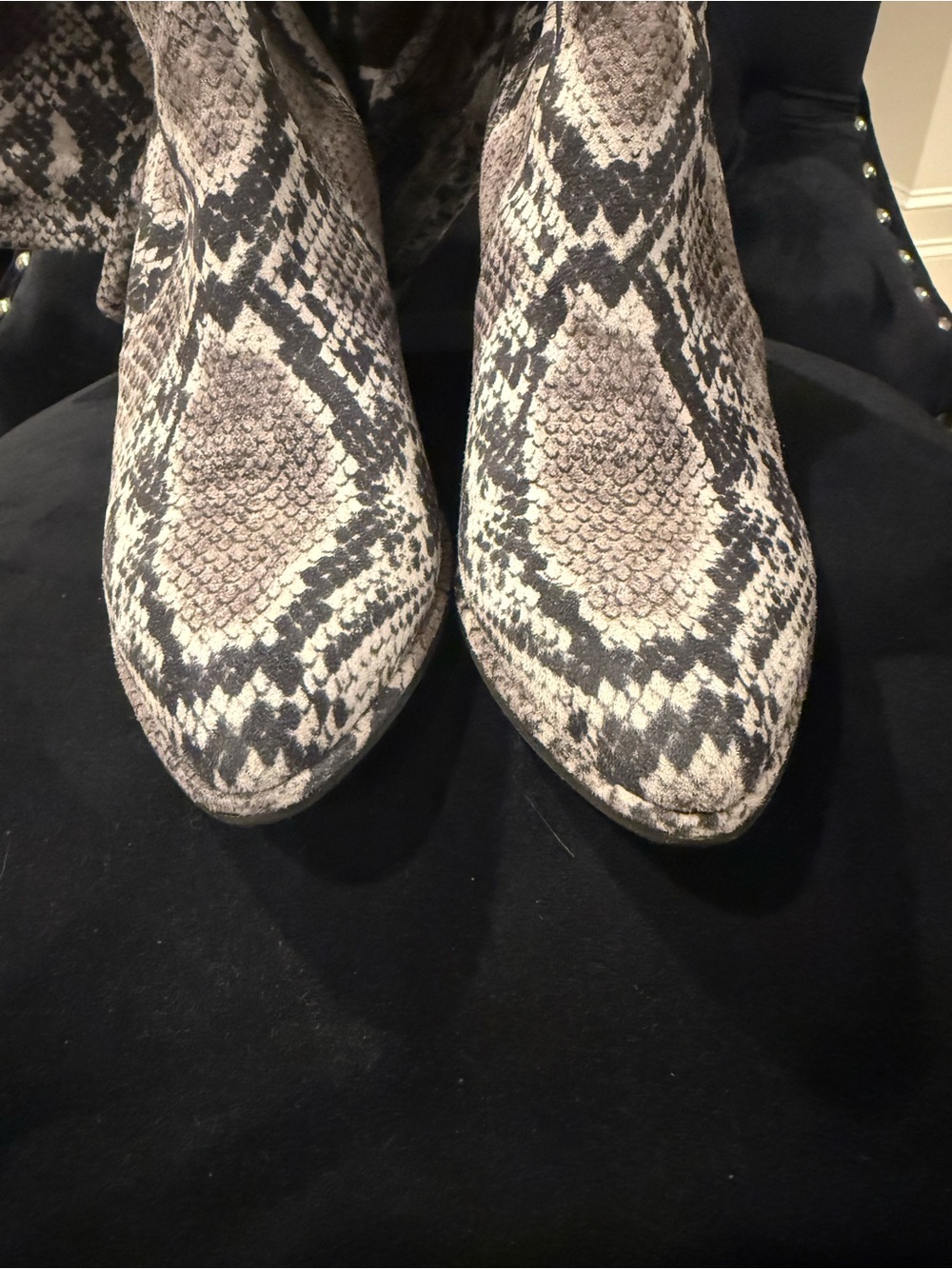 Marc Fisher Women’s Knee-High Snakeskin Pattern Boots - Gray - Picture 2 of 5